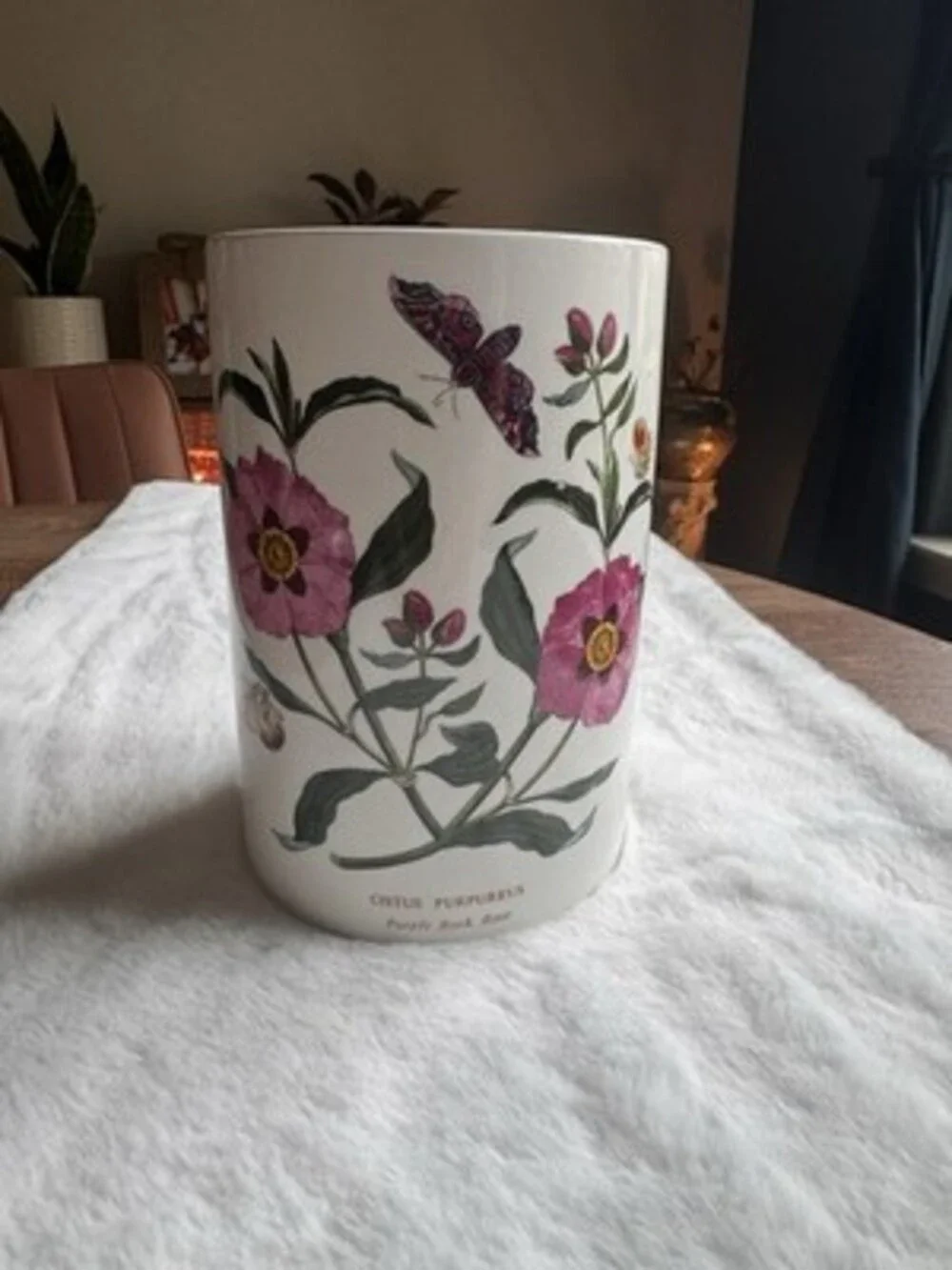 The Botanic Garden Purple Rock Rose Ceramic Vase Container Made In England